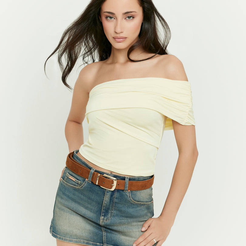 One Shoulder Crop Top | Yellow