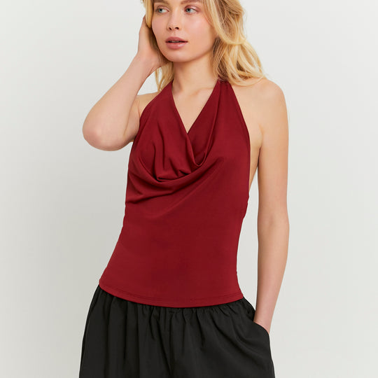 Backless Halter Top | Bordeau
