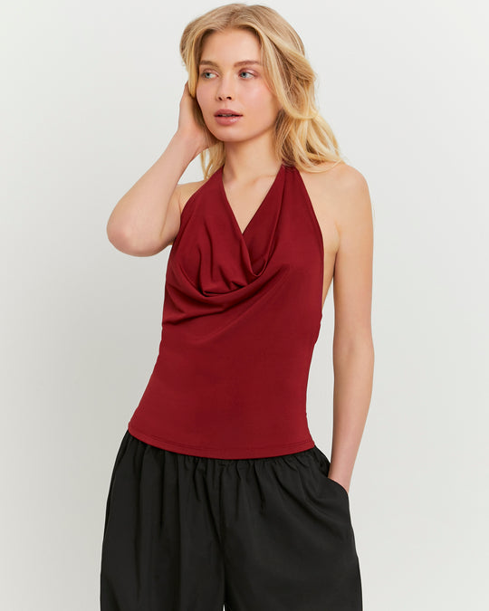 Backless Halter Top | Bordeau