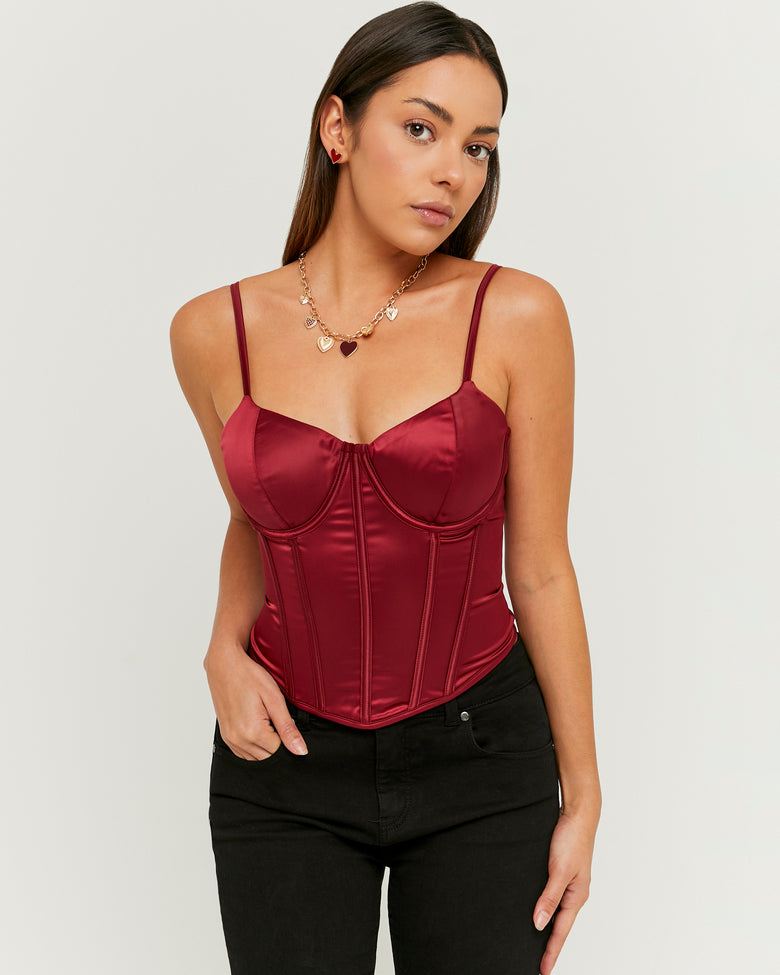 Satin Corset Top | Satin Red