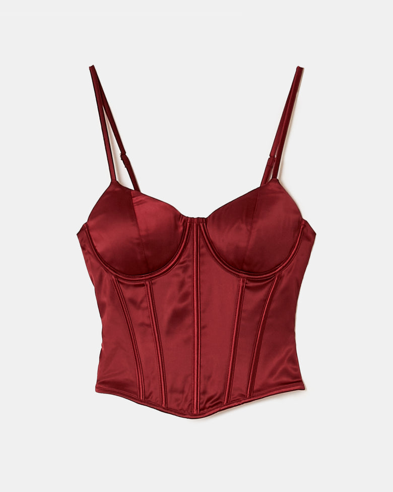 Satin Corset Top | Satin Red