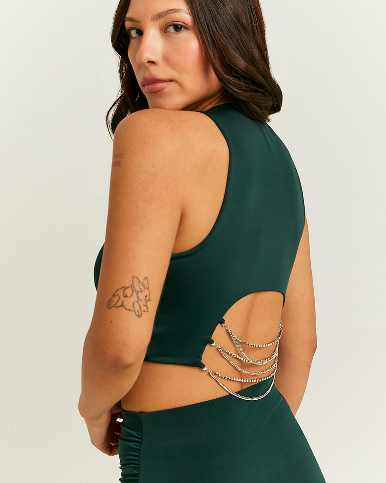 Top with Strass Cord | Green