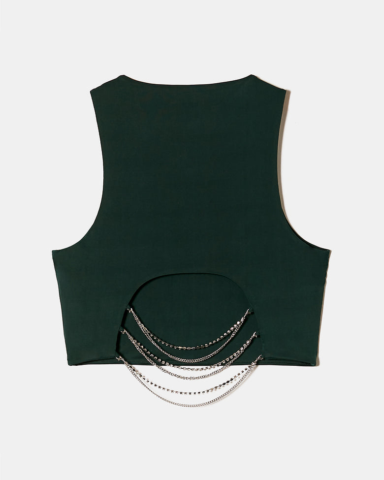 Top with Strass Cord | Green