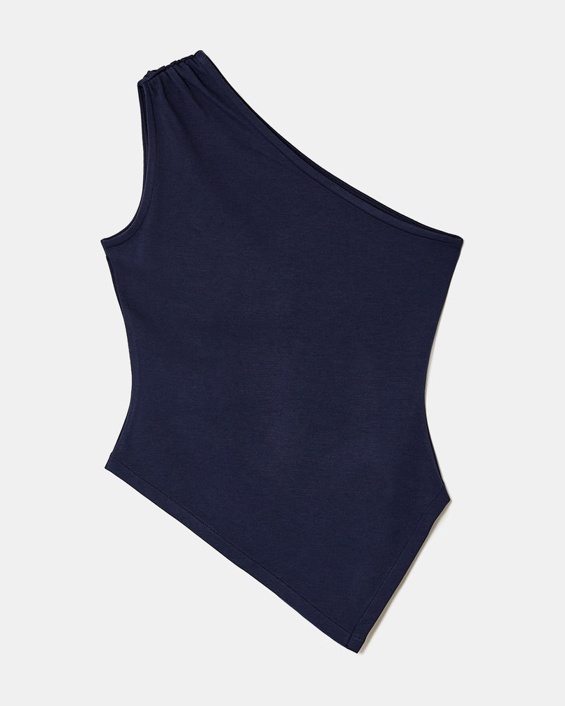 One Shoulder Top | Navy