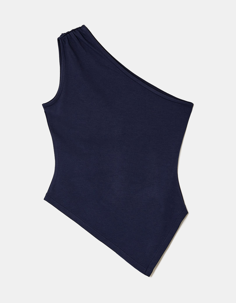 One Shoulder Top | Navy