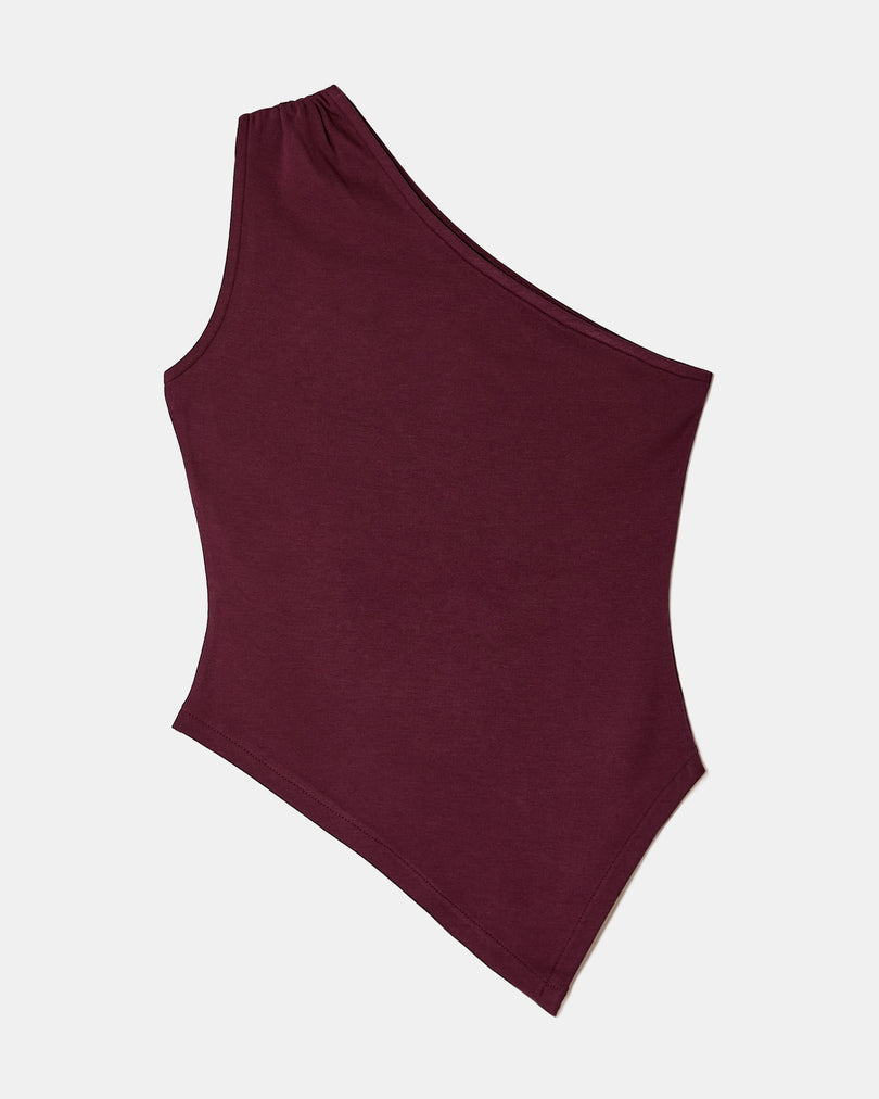 One Shoulder Top | Bordeau