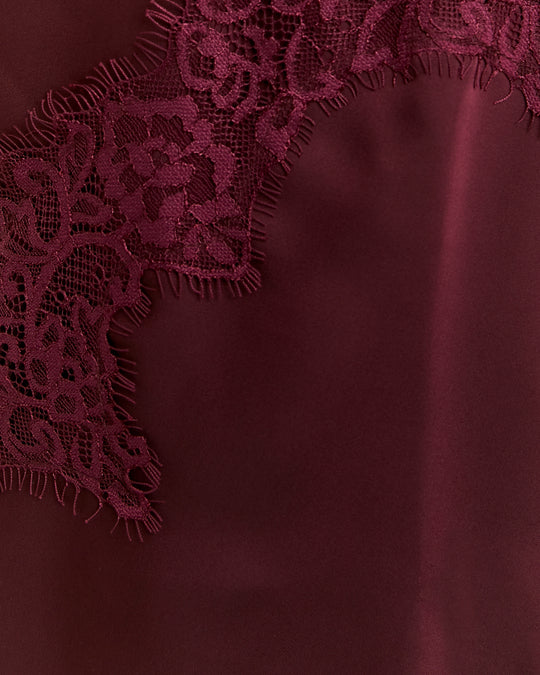 Satin Top with Lace Trims | Bordeau