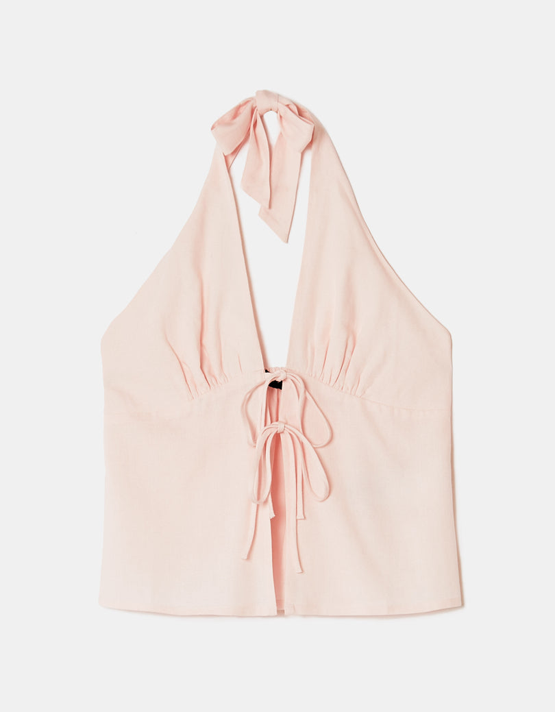 Halter Sleeveless Top | Pink