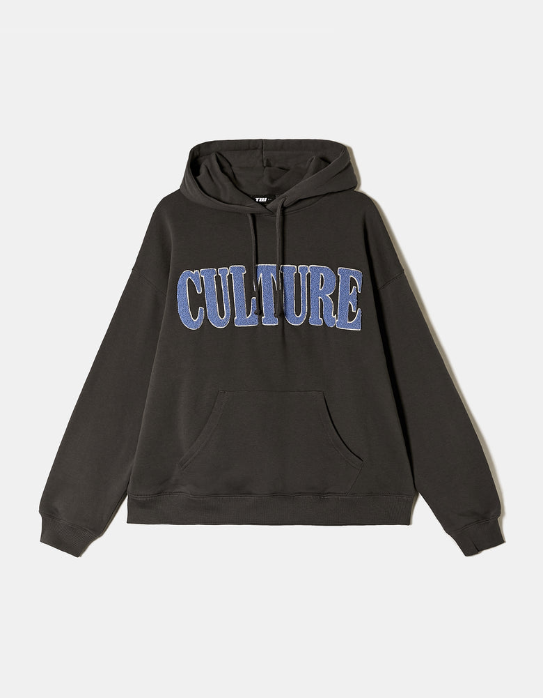 Oversize Hoodie with Embroidery Patch | Grey