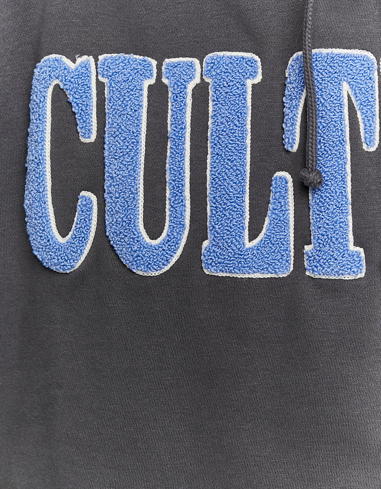 Oversize Hoodie with Embroidery Patch | Grey