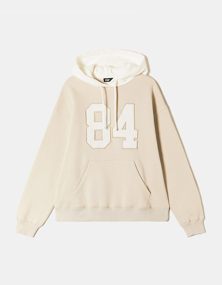 Oversize Hoodie with Embroidery Patch | Off White - Beige