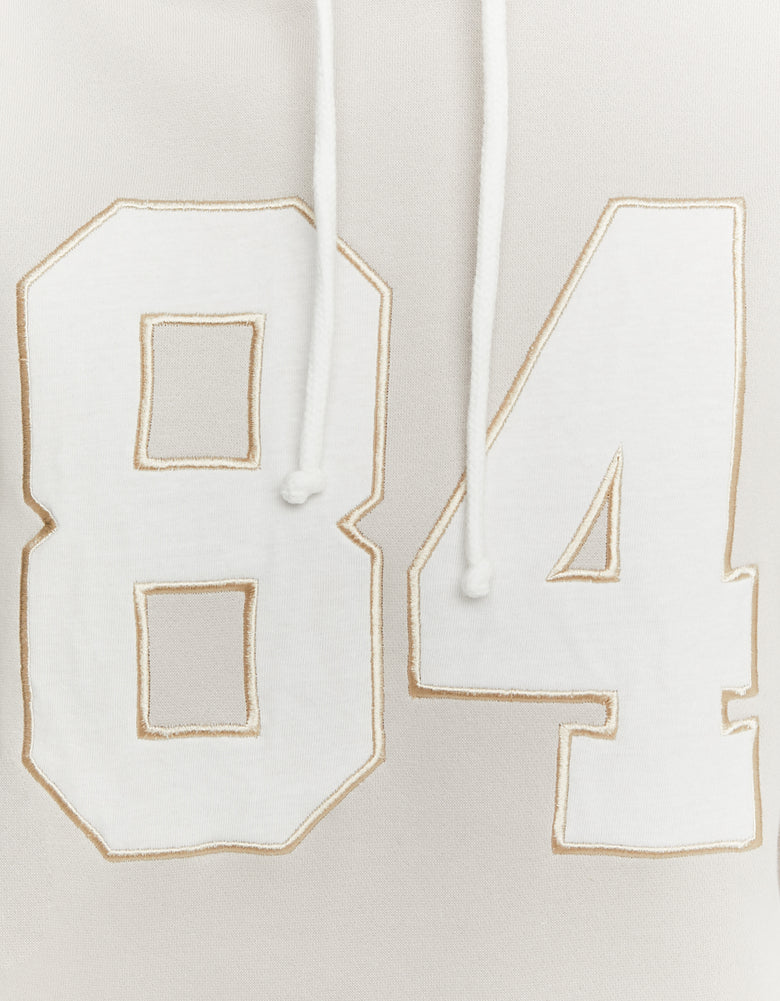 Oversize Hoodie with Embroidery Patch | Off White - Beige