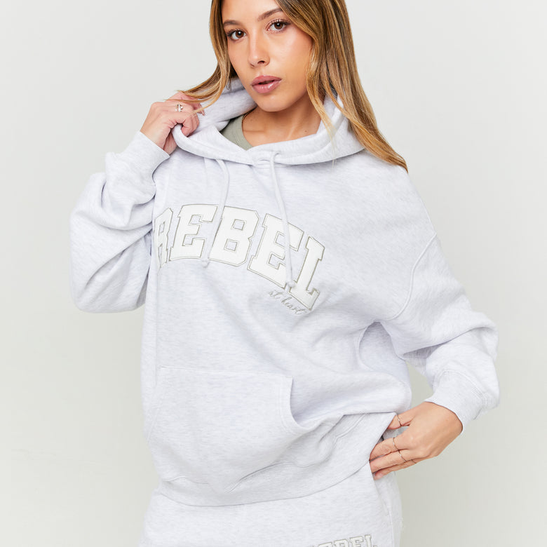 Oversized Sweatshirt with Front Print | Grey Heather