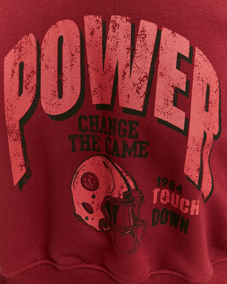 Cropped Oversize Sweatshirt with Print | Red