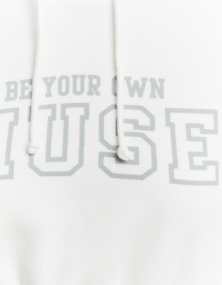 Cropped Printed Hoodie | Off White