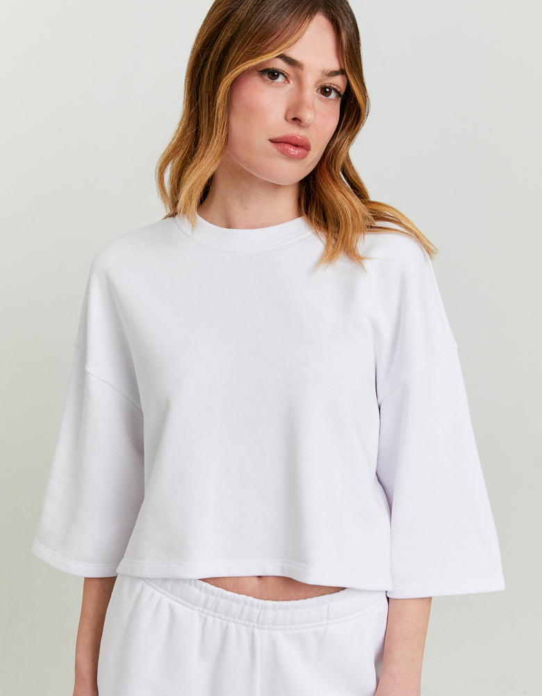 Cropped Sweatshirt | White