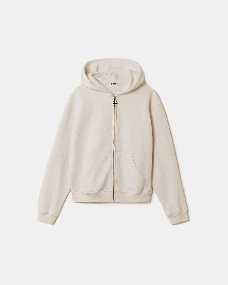 Zip Up Hoodie | Beige Chine
