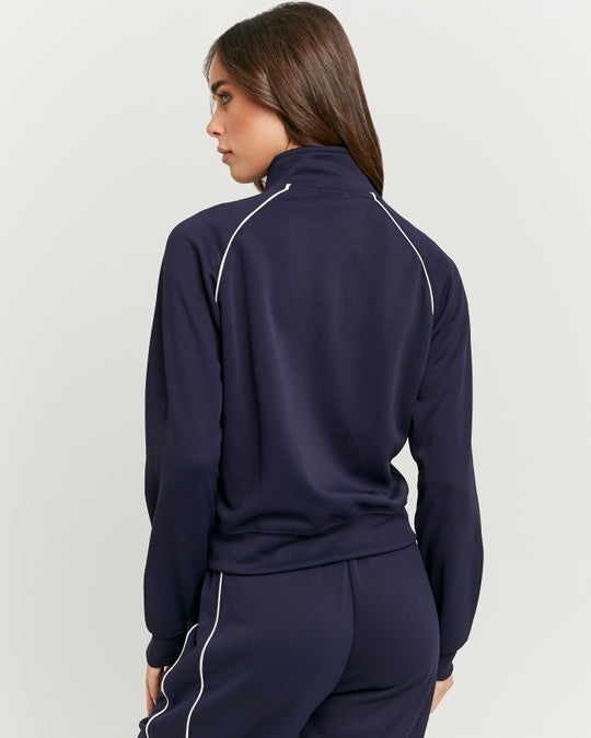 Embroidered Zip-Up Sweatshirt | Navy
