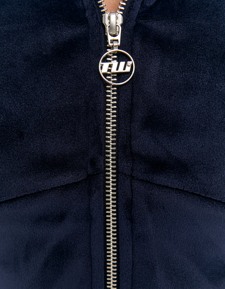 Basic Cropped Zip Up Hoodie | Navy