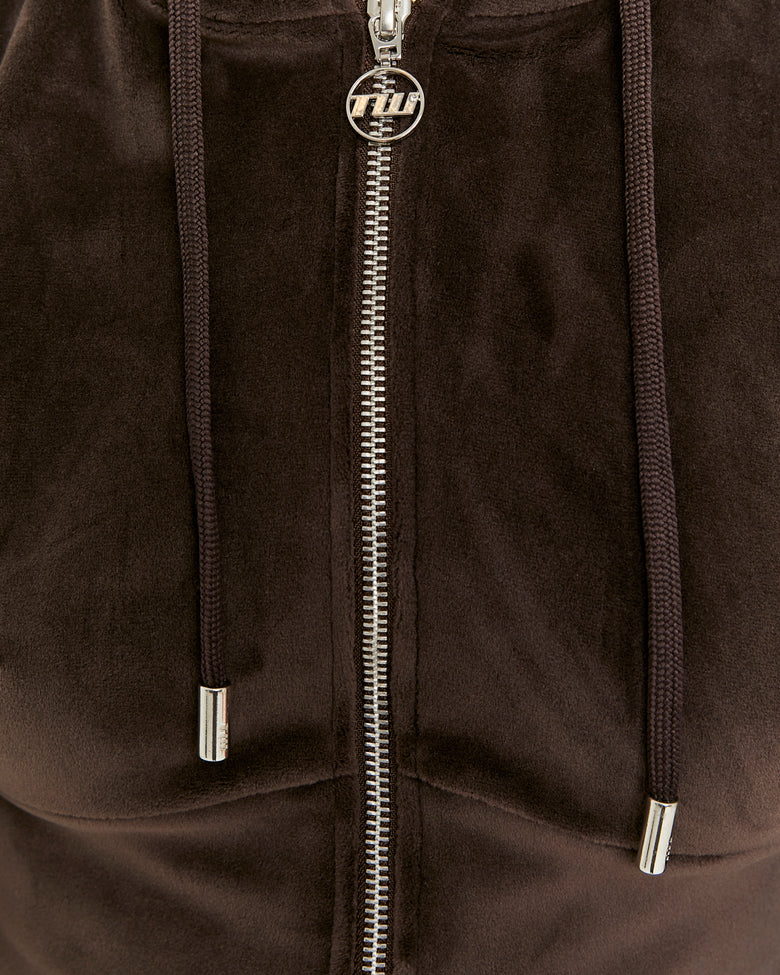 Basic Cropped Zip?Up Hoodie | Brown
