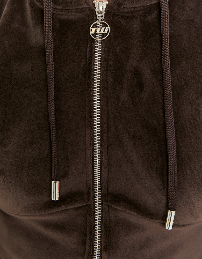 Basic Cropped Zip?Up Hoodie | Brown