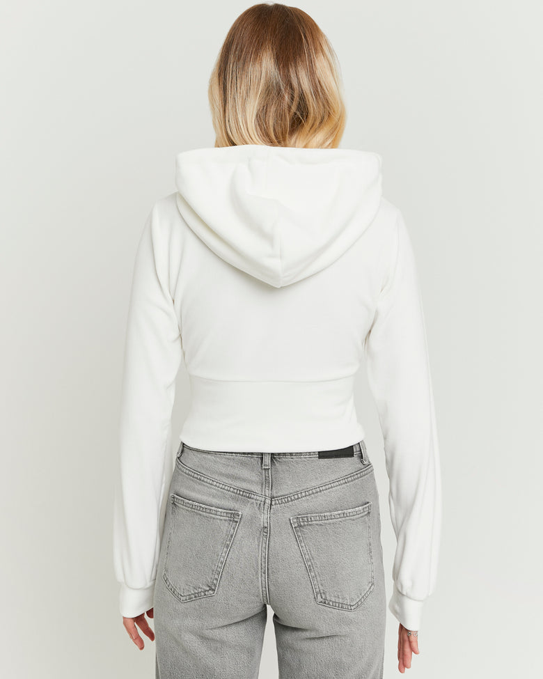 Basic Cropped Zip?Up Hoodie | Off White