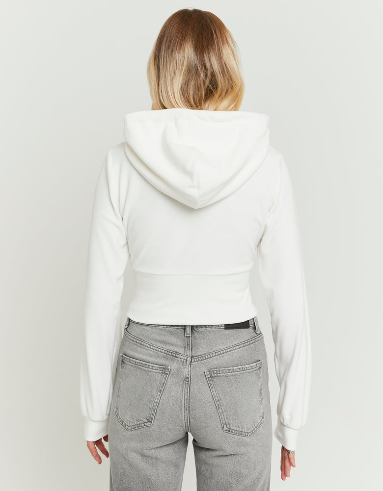 Basic Cropped Zip?Up Hoodie | Off White
