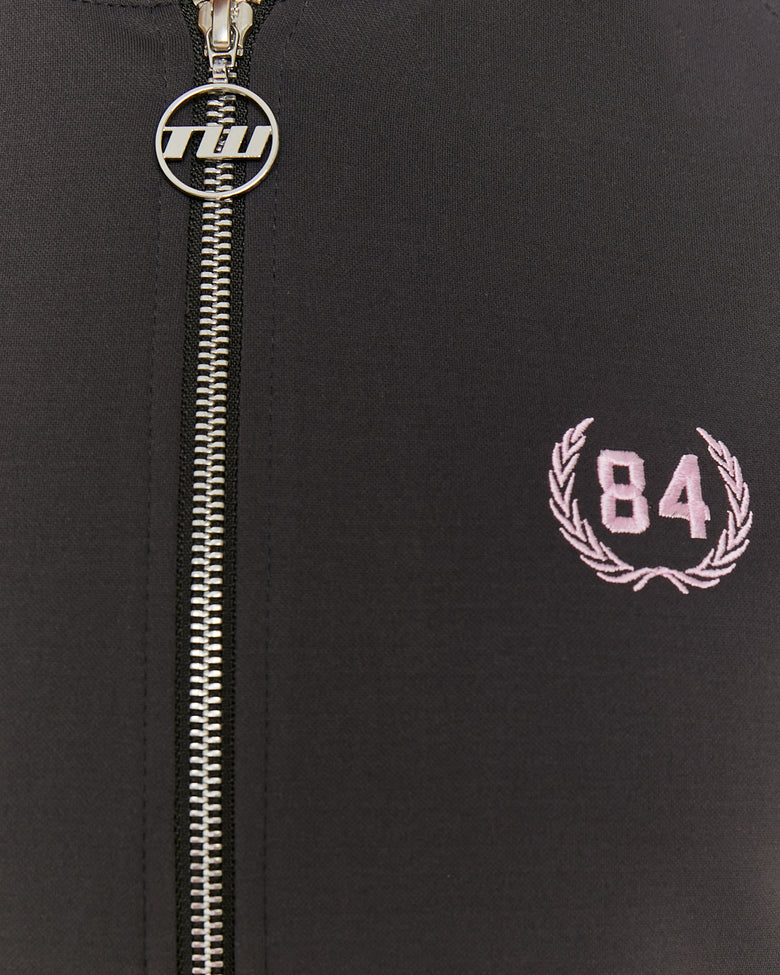 Printed Zip Sweatshirt | Grey - White