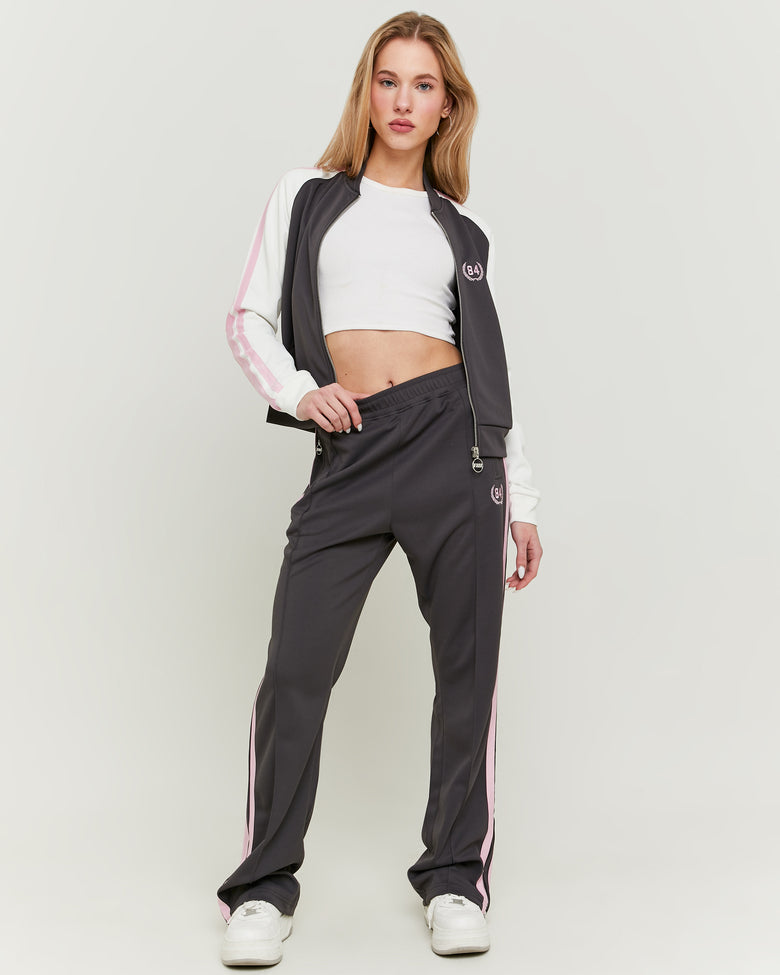 Printed Zip Sweatshirt | Grey - White