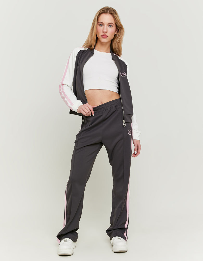 Printed Zip Sweatshirt | Grey - White