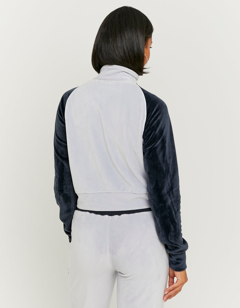 Velvet Zip?Up Sweatshirt | Blue