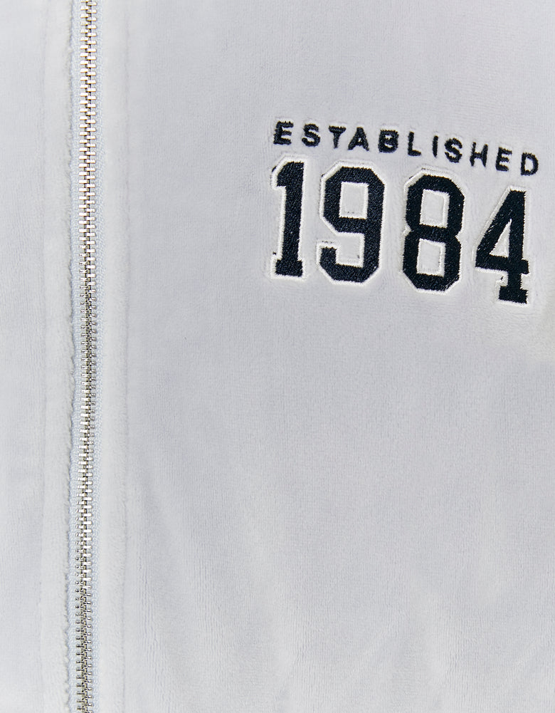 Velvet Zip?Up Sweatshirt | Blue