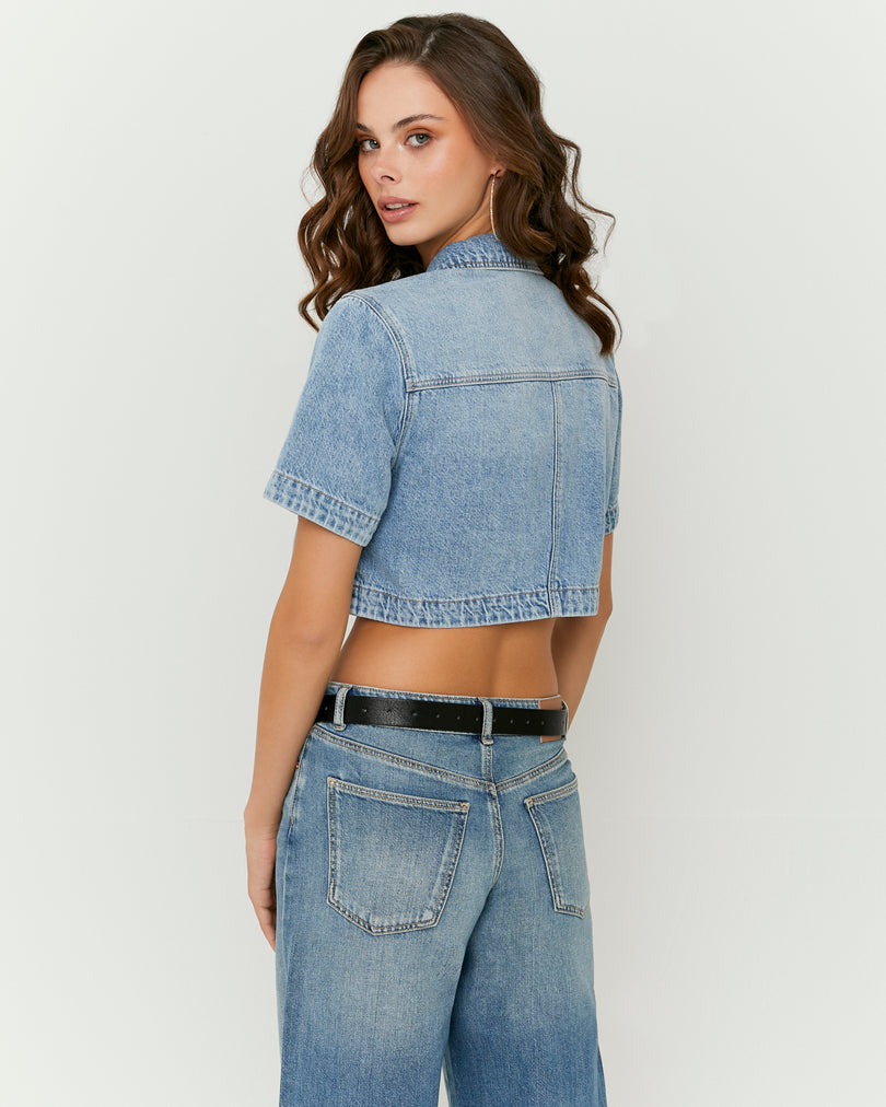 Cropped Over Shirt | Blue Wash
