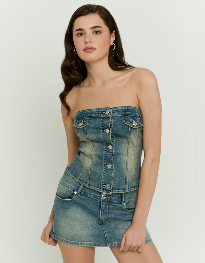 Strapless Denim Top | Vintage Wash