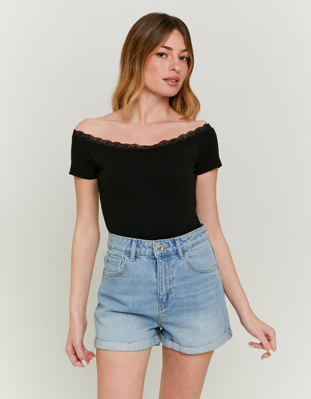 Basic Off Shoulder T - Shirt | Black