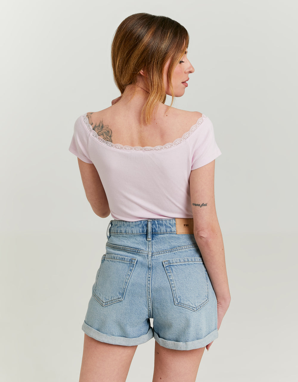 Basic Off Shoulder T - Shirt | Pink