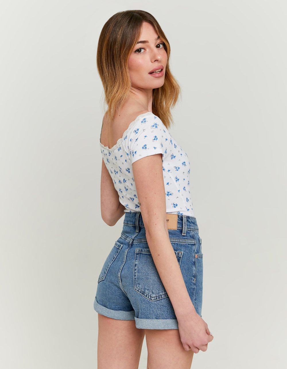 Basic Off Shoulder T - Shirt | Floral Print