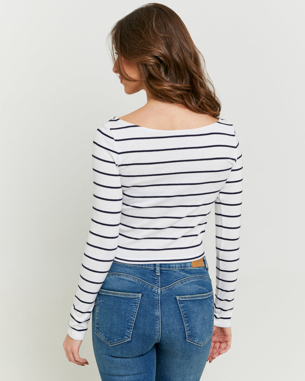 Basic T-shirt long sleeves | White-Navy