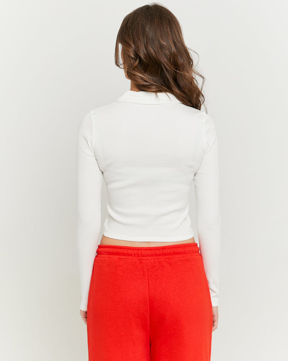 Zip Up T-shirt with Polo Neck | Off White