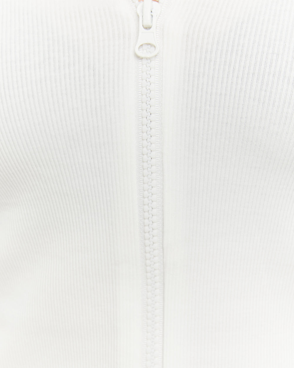 Zip Up T-shirt with Polo Neck | Off White