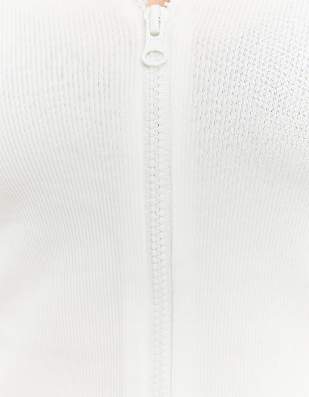 Zip Up T-shirt with Polo Neck | Off White