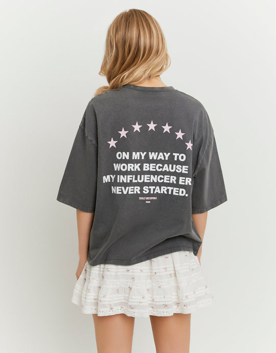Oversized Printed T-Shirt | Grey