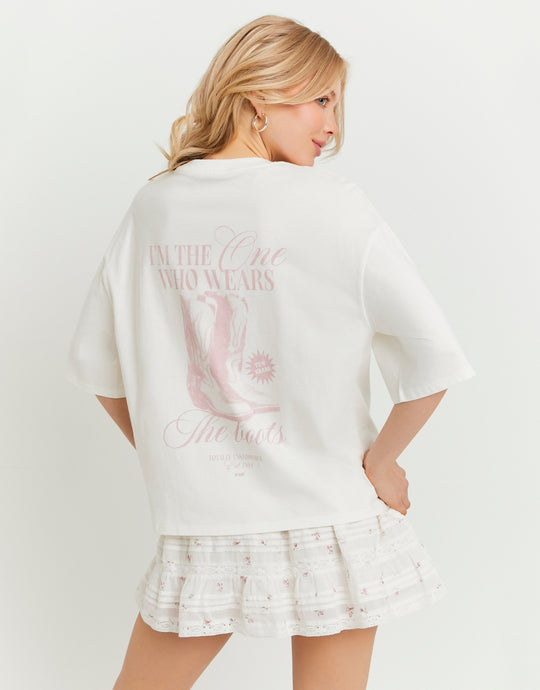 Oversized Printed T-Shirt | Off White