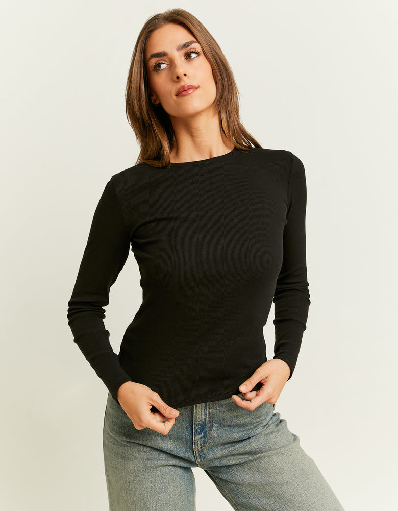 Wash Long Sleeves T-shirt | Black