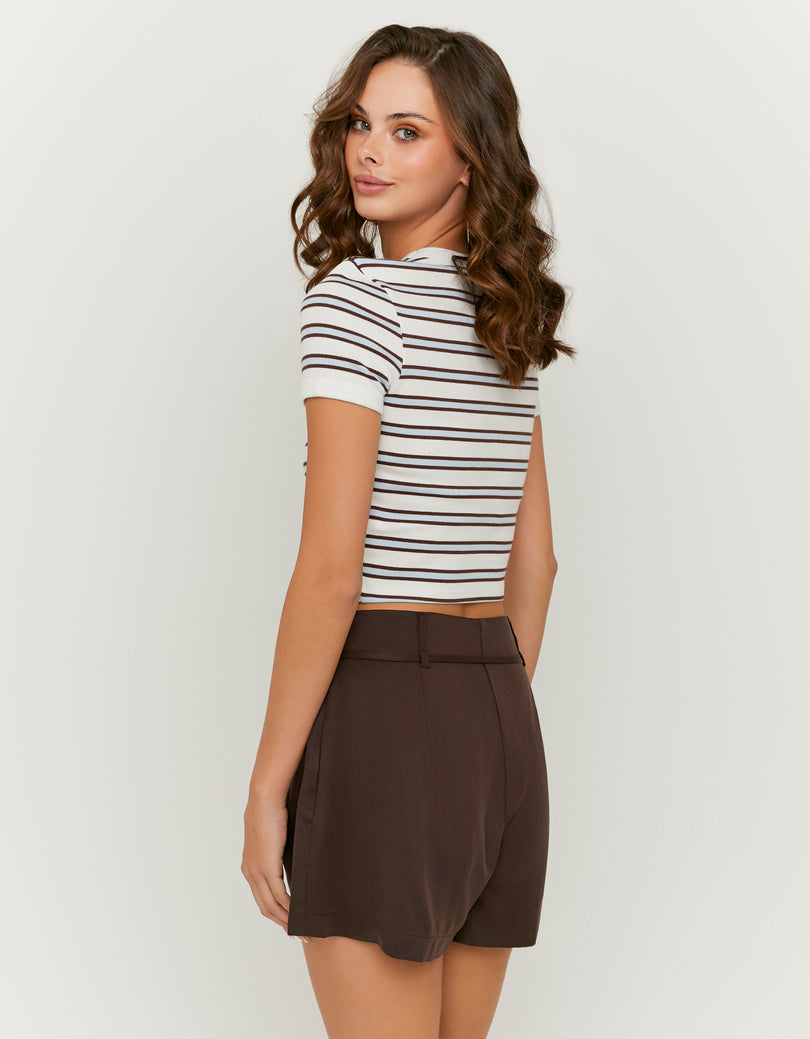 Basic T-shirt Short Sleeves | Brown Striped