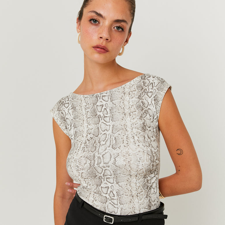 Print Round Neck Top | Snake Print