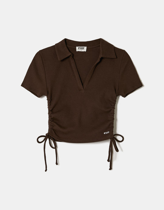 Polo Ruched T-shirt | Brown