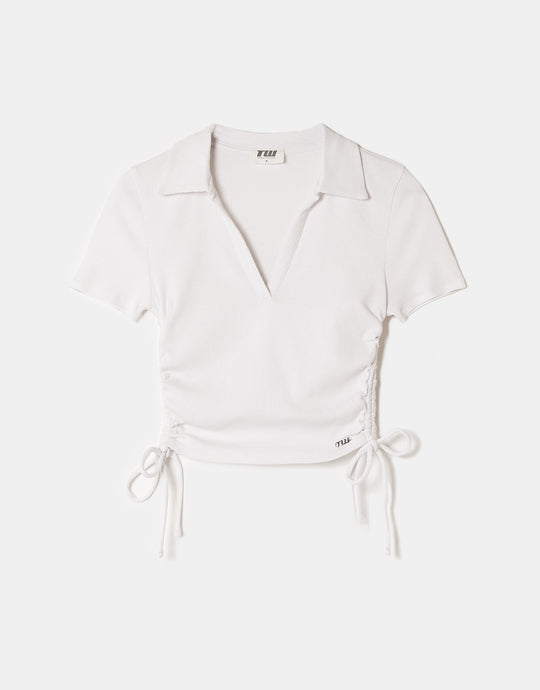 Polo Ruched T-shirt | White