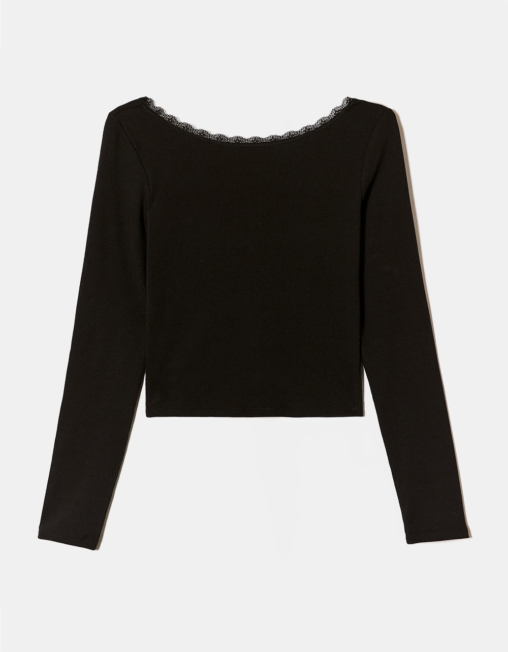 Backless T-shirt with Lace Trims | Black