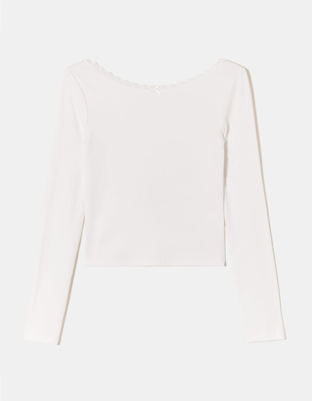 Backless T-shirt with Lace Trims | White